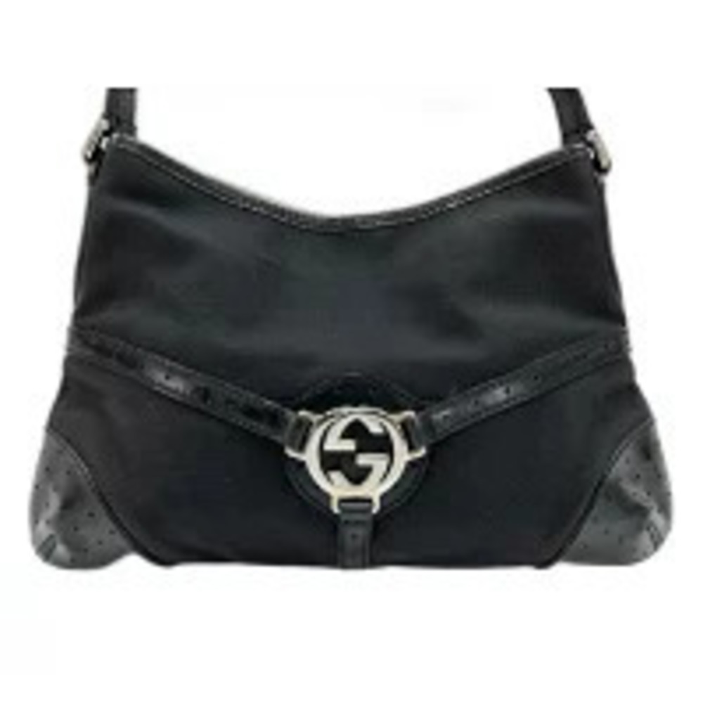 Gucci Canvas Interlocking G Shoulder Bag Black